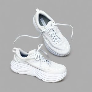 HOKA WHITE BONDI 8 WOMENS COMFORT ATHLETIC RUNNING SHOE SIZE 9